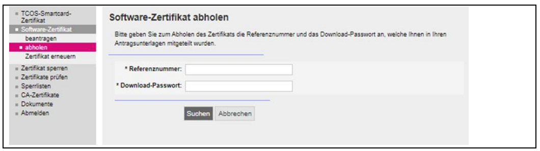 Software-Zertfikat abholen