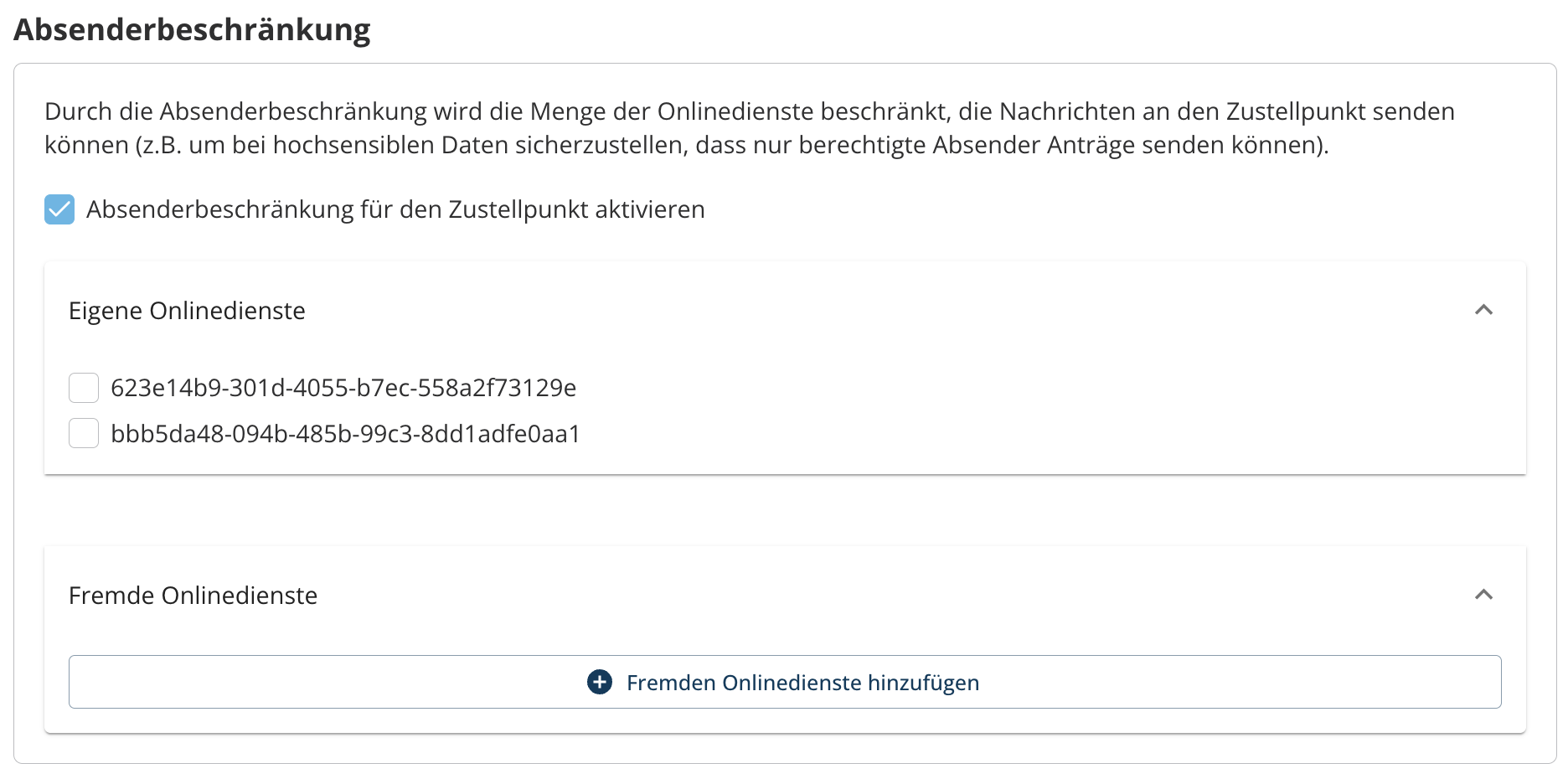 Absenderbeschränkungen konfigurieren