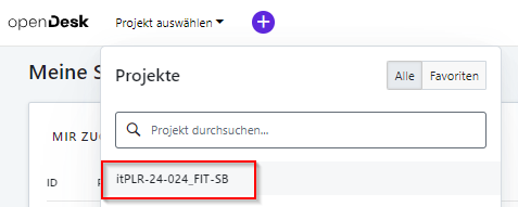 Projekt auswählen