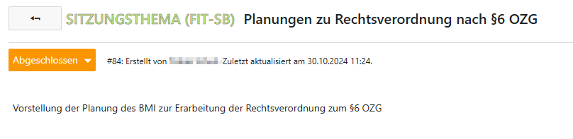 Sitzungsthema im Beispiel